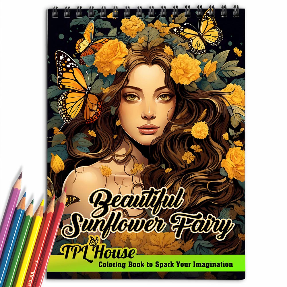 TPLHOUSE Beautiful Sunflower Fairy Coloring Book for Adult