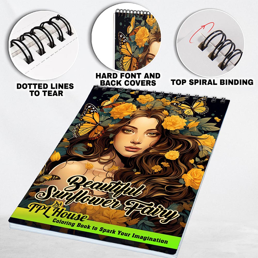 TPLHOUSE Beautiful Sunflower Fairy Coloring Pages for Adult