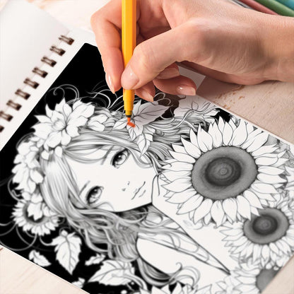 TPLHOUSE Beautiful Sunflower Fairy Coloring Book Spiral Bound for Adult