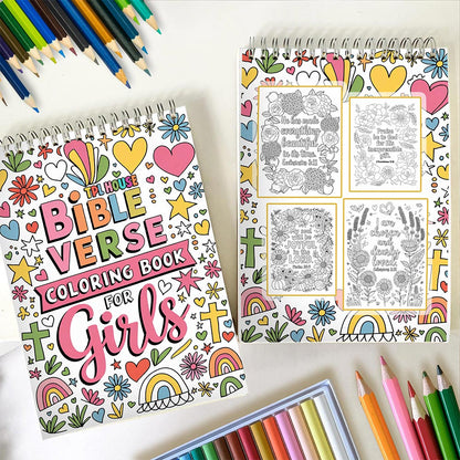 TPLHOUSE Bible Verse Spiral Coloring Book For Girls