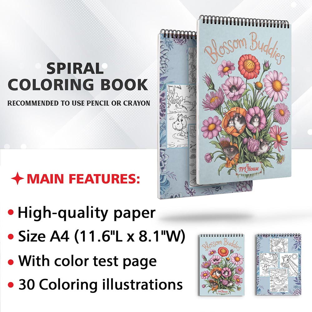 TPLHOUSE Blooming Buddies Coloring Sheets for Adults