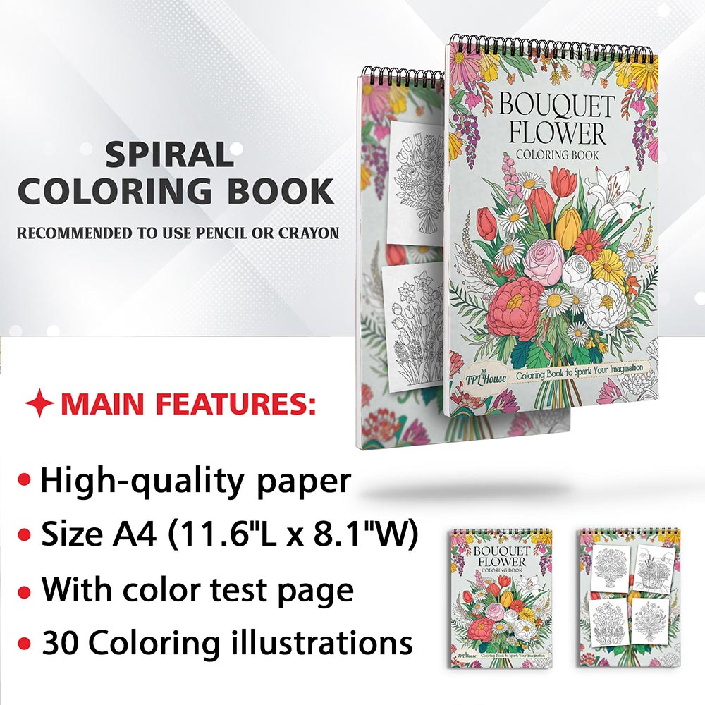 TPLHOUSE Bouquet Flower Coloring Sheets for Adults