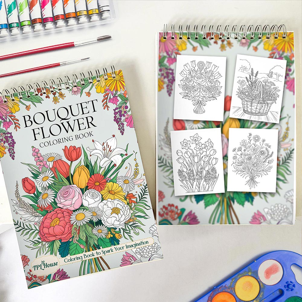 TPLHOUSE Bouquet Flower Spiral Coloring Book for Adults