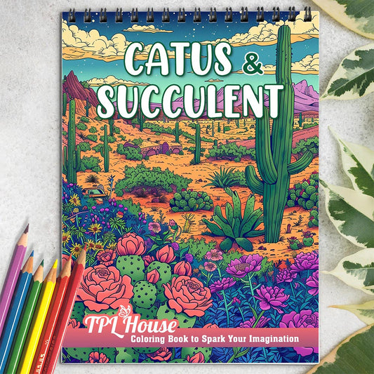 TPLHOUSE Catus and Succulent Coloring Book for Adult