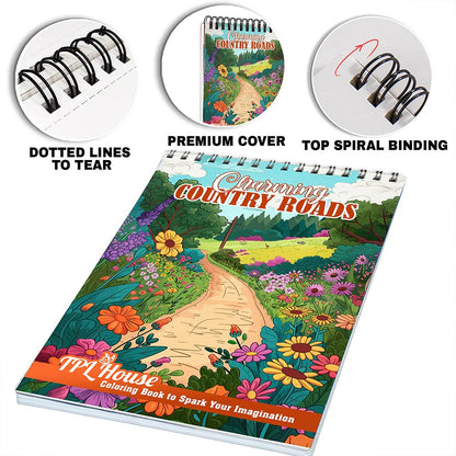 TPLHOUSE Charming Country Roads Coloring Pages for Adults