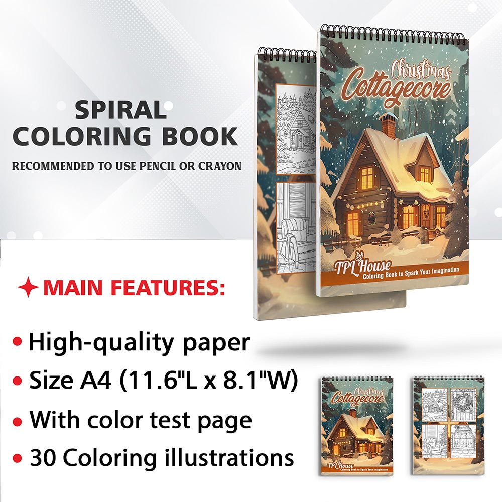TPLHOUSE Christmas Cottagecore Coloring Sheets for Adult