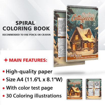 TPLHOUSE Christmas Cottagecore Coloring Sheets for Adult
