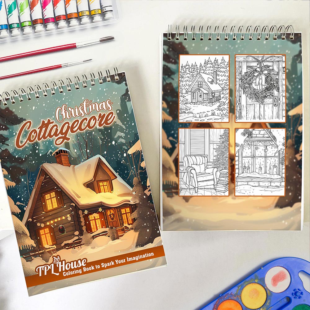 TPLHOUSE Christmas Cottagecore Spiral Coloring Book for Adult