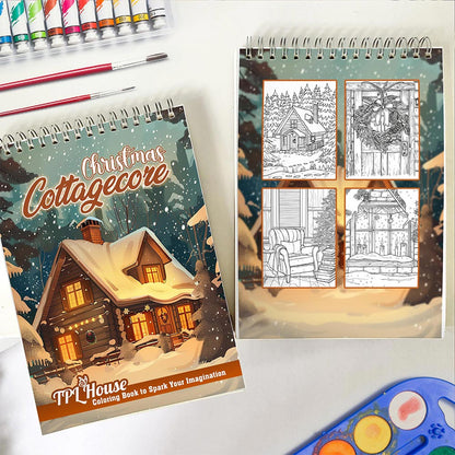 TPLHOUSE Christmas Cottagecore Spiral Coloring Book for Adult