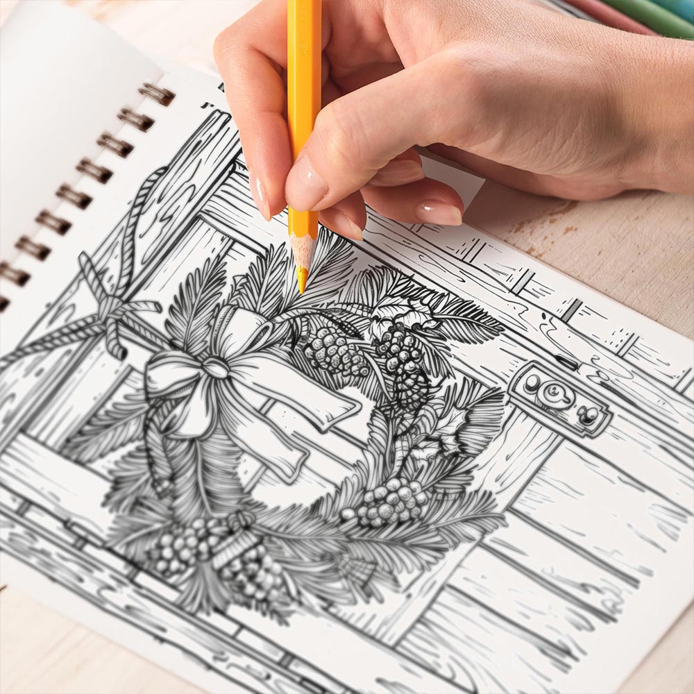 TPLHOUSE Christmas Cottagecore Coloring Book Spiral Bound for Adult