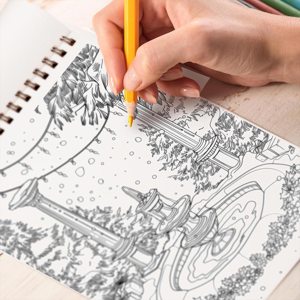 TPLHOUSE Christmas Garden Coloring Book Spiral Bound for Adult