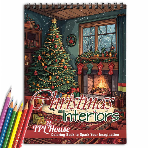 TPLHOUSE Christmas Interiors Coloring Book for Adults