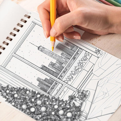 TPLHOUSE Christmas Interiors Coloring Book Spiral Bound for Adults