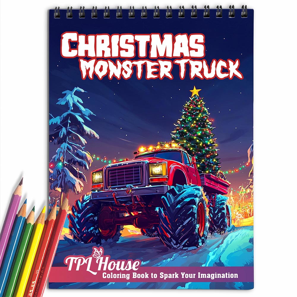 TPLHOUSE Christmas Monster Truck Coloring Book for Adult