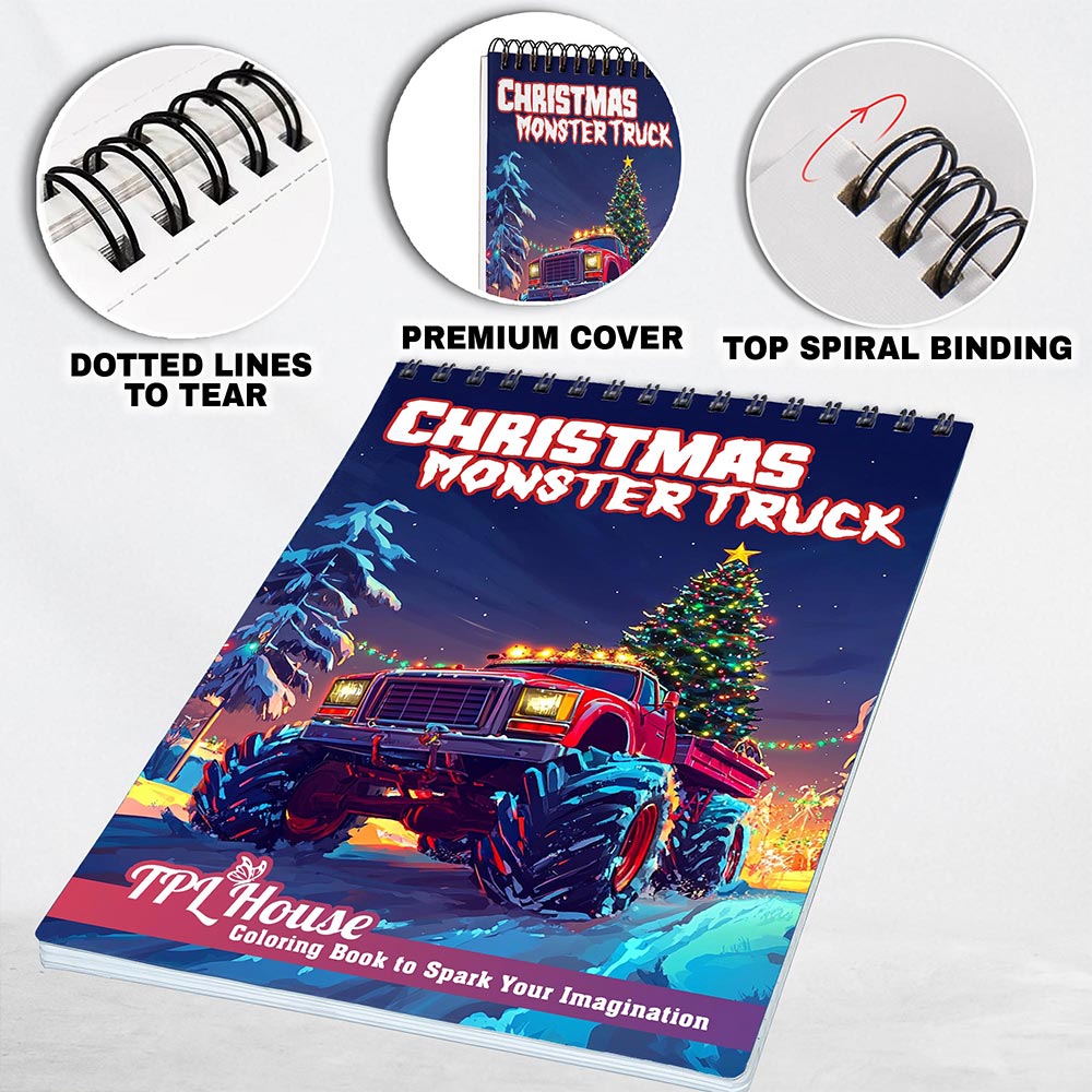 TPLHOUSE Christmas Monster Truck Coloring Pages for Adult