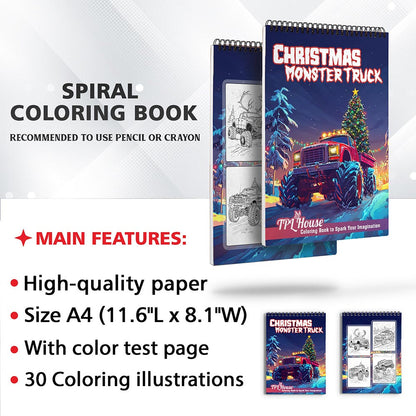 TPLHOUSE Christmas Monster Truck Coloring Sheets for Adult