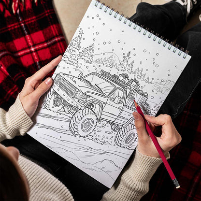 TPLHOUSE Christmas Monster Truck Spiral Bound Coloring Book for Adult