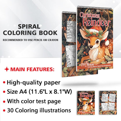TPLHOUSE Christmas Reindeer Coloring Sheets for Adult
