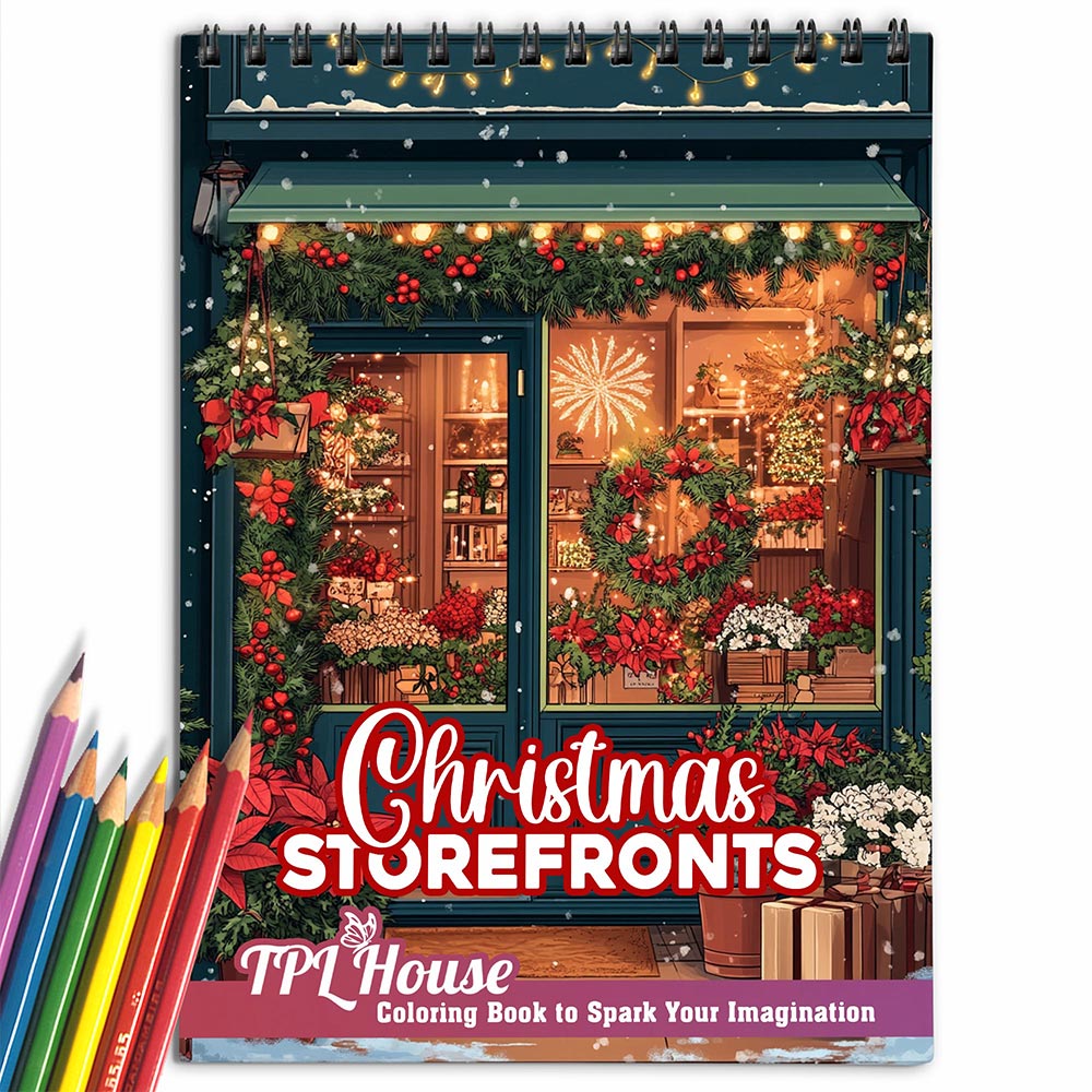 TPLHOUSE Christmas Storefronts Coloring Book for Adult