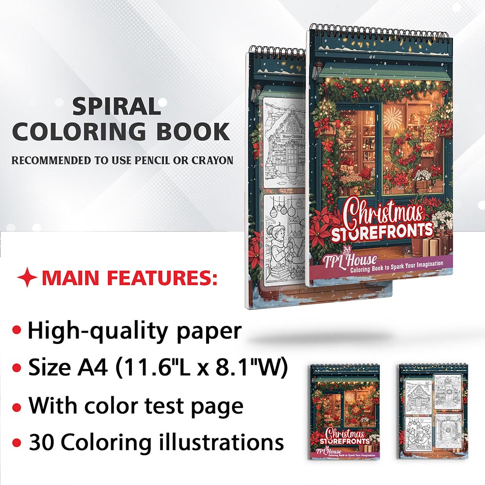 TPLHOUSE Christmas Storefronts Coloring Sheets for Adult