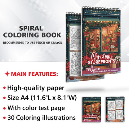 TPLHOUSE Christmas Storefronts Coloring Sheets for Adult