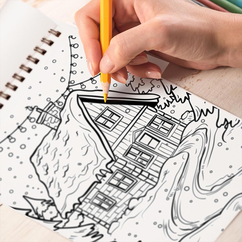 TPLHOUSE Christmas Storefronts Coloring Book Spiral Bound for Adult