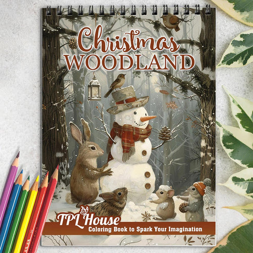TPLHOUSE Christmas Woodland Coloring Book Spiral Bound for Adult, Prem ...
