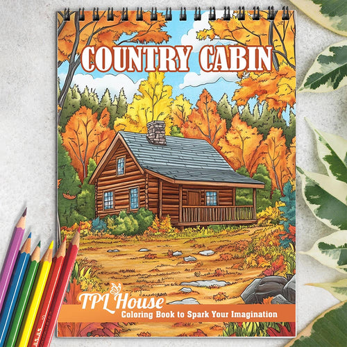 TPLHOUSE Country Cabin Coloring Book for Adults