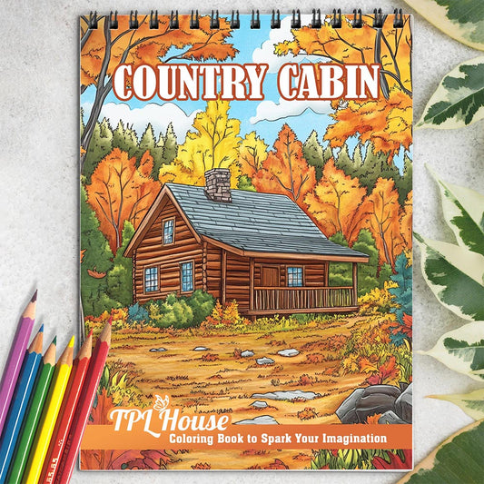 TPLHOUSE Country Cabin Coloring Book for Adults