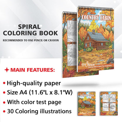 TPLHOUSE Country Cabin Coloring Pages for Adults