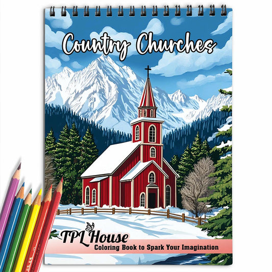 TPLHOUSE Country Churches Coloring Book for Adult