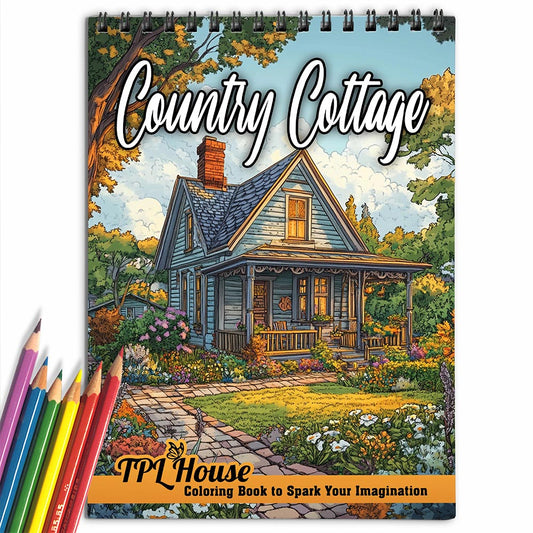 TPLHOUSE Country Cottage Coloring Book for Adult
