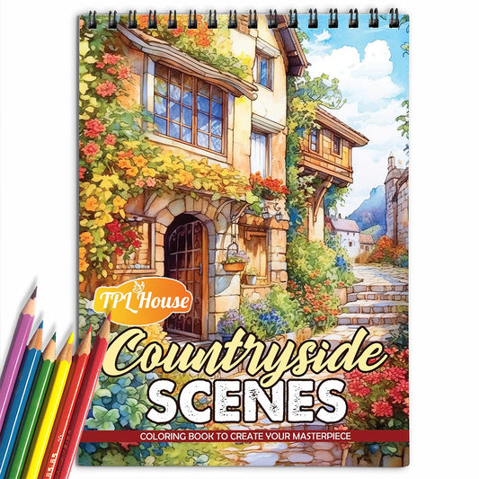TPLHOUSE Countryside Scenes Coloring Book for Adult