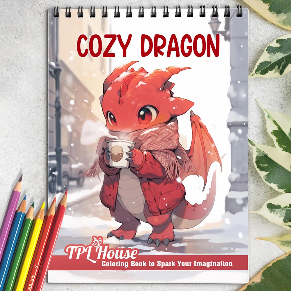 TPLHOUSE Cozy Dragon Coloring Book for Adults