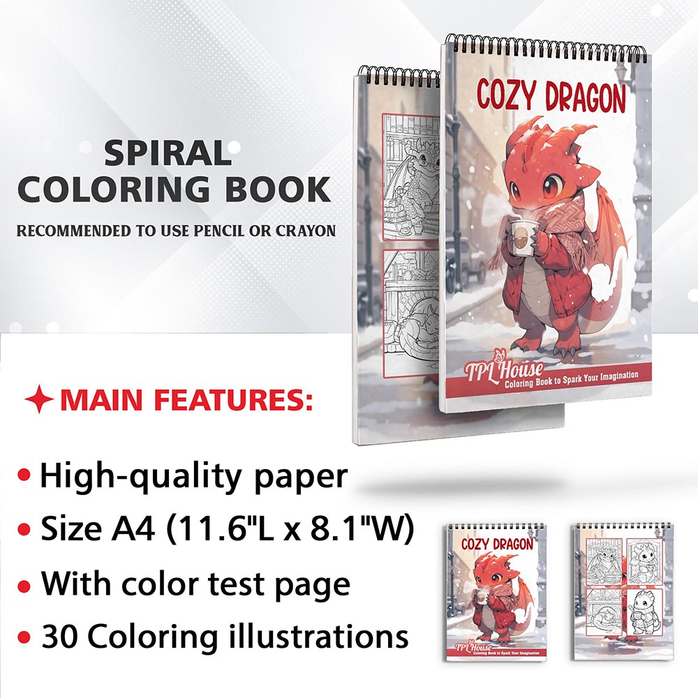 TPLHOUSE Cozy Dragon Coloring Sheets for Adults