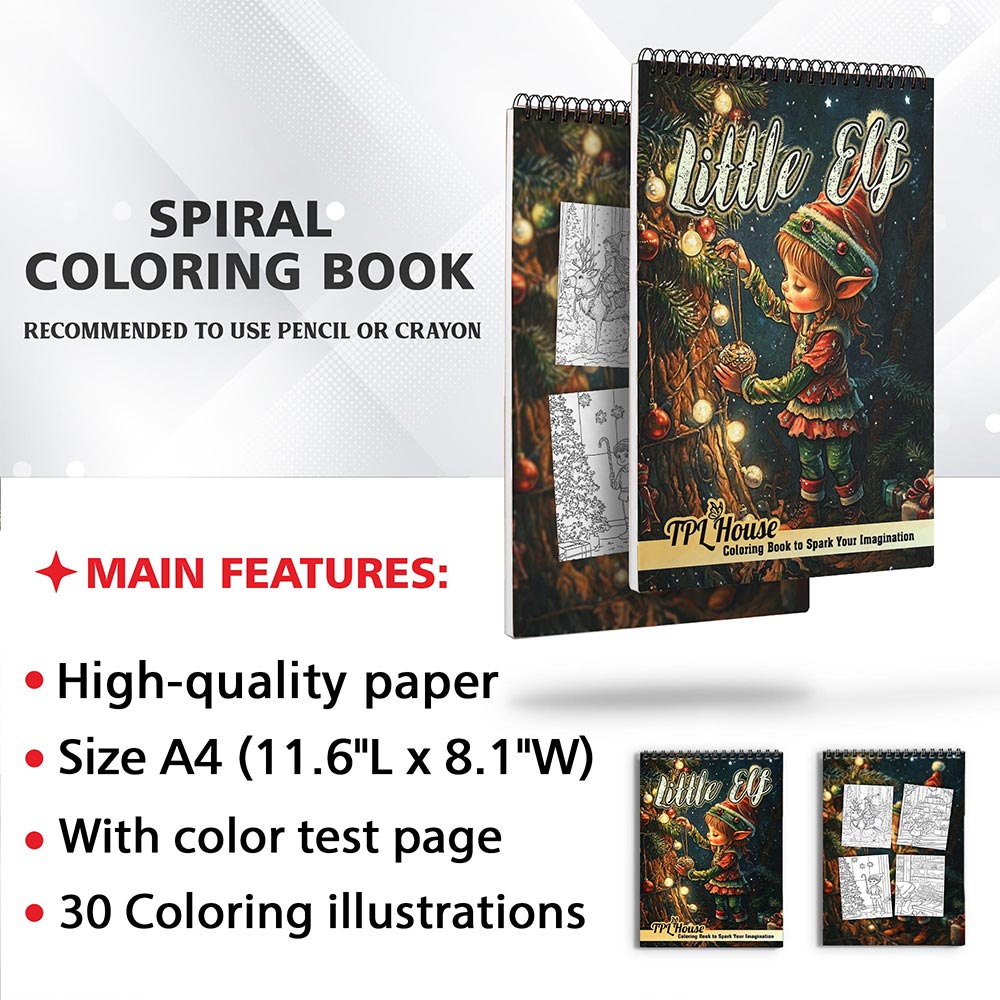 TPLHOUSE Cozy Elf Coloring Sheets for Adults