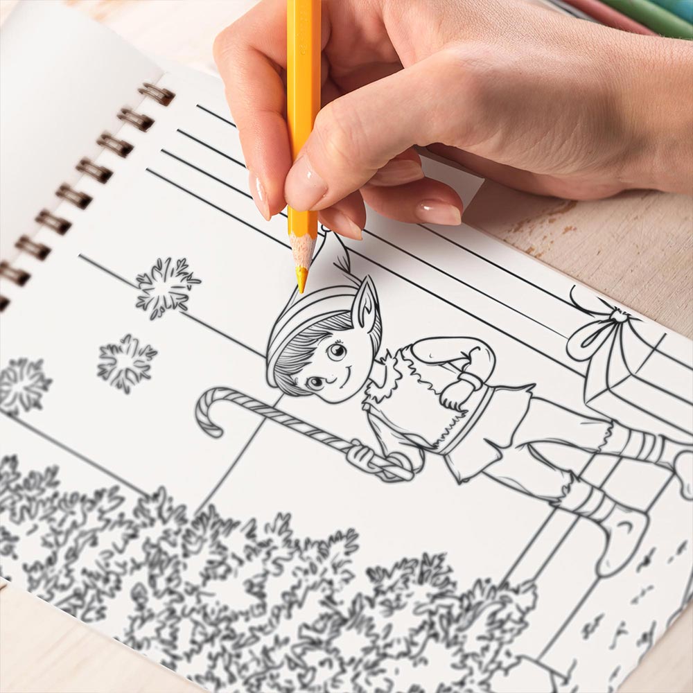 TPLHOUSE Cozy Elf Coloring Book Spiral Bound for Adults