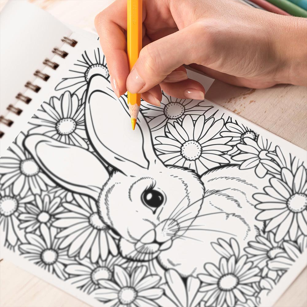 TPLHOUSE Cute Animals in Flowers Coloring Book Spiral Bound for Adults