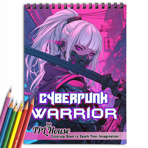 TPLHOUSE Cyberpunk Warrior Coloring Book for Adult