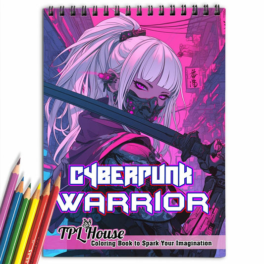 TPLHOUSE Cyberpunk Warrior Coloring Book for Adult