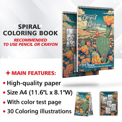 TPLHOUSE Desert Blooms Coloring Sheets for Adults
