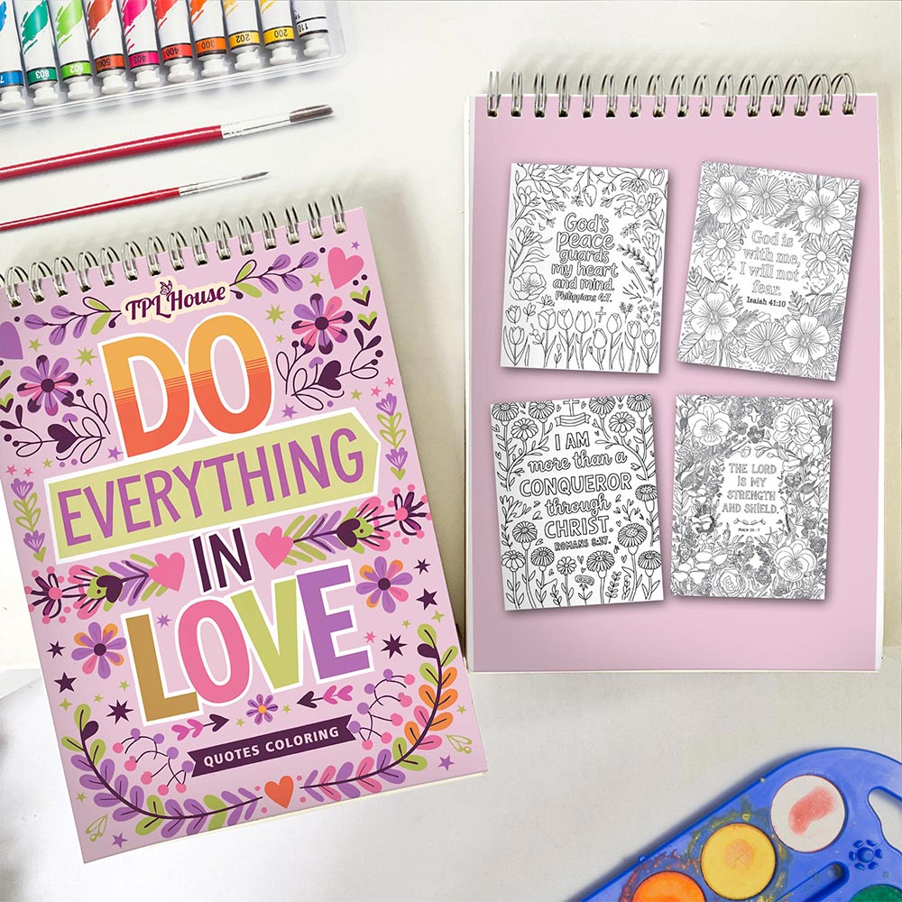 TPLHOUSE Do everything in love Bible Verse Spiral Coloring Book for Adults