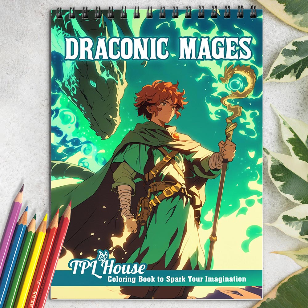 TPLHOUSE Draconic Mages Coloring Book for Adults