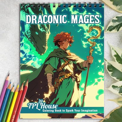 TPLHOUSE Draconic Mages Coloring Book for Adults