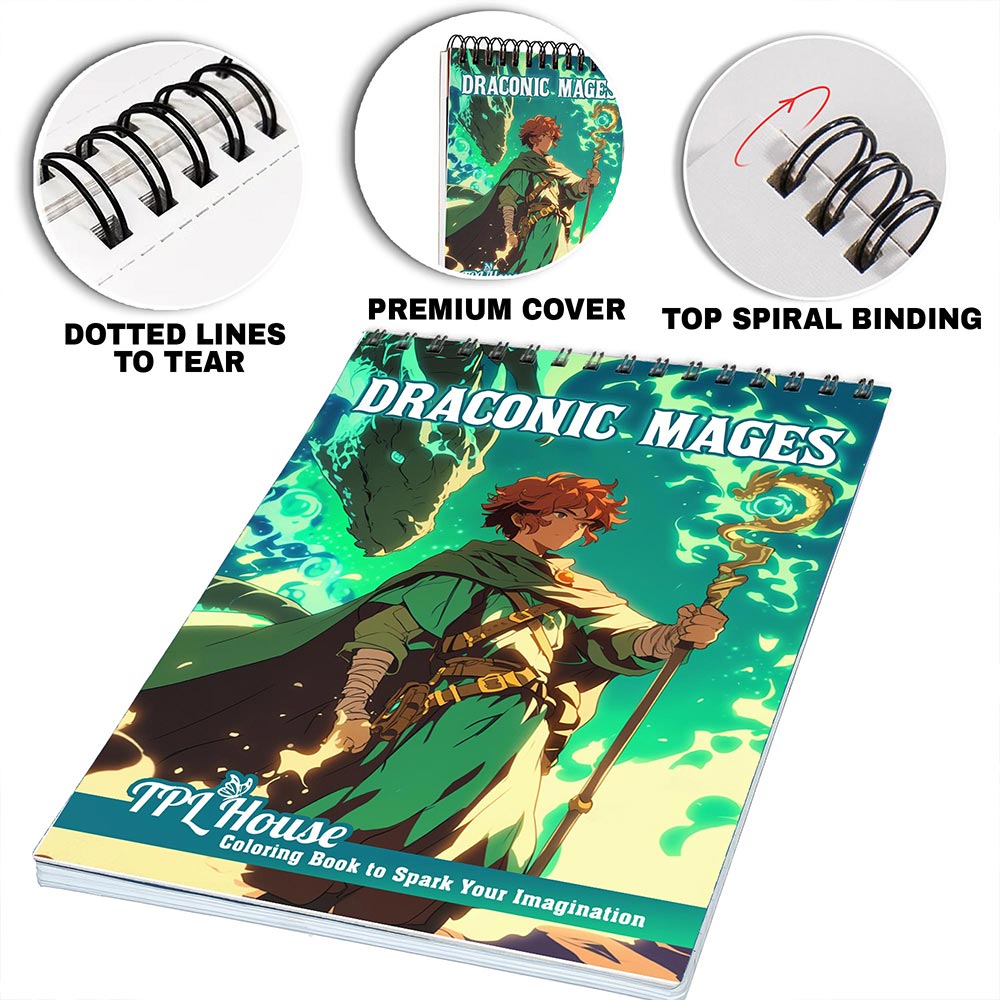 TPLHOUSE Draconic Mages Coloring Pages for Adults