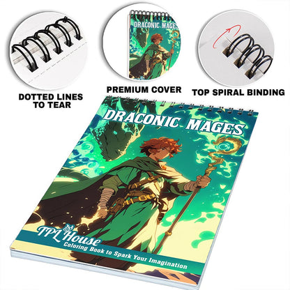 TPLHOUSE Draconic Mages Coloring Pages for Adults