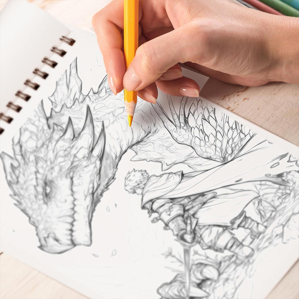 TPLHOUSE Draconic Mages Coloring Book Spiral Bound for Adults