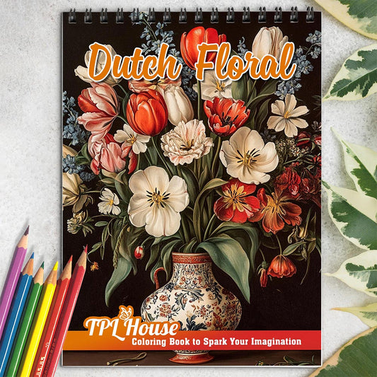 TPLHOUSE Dutch Floral Coloring Book for Adults