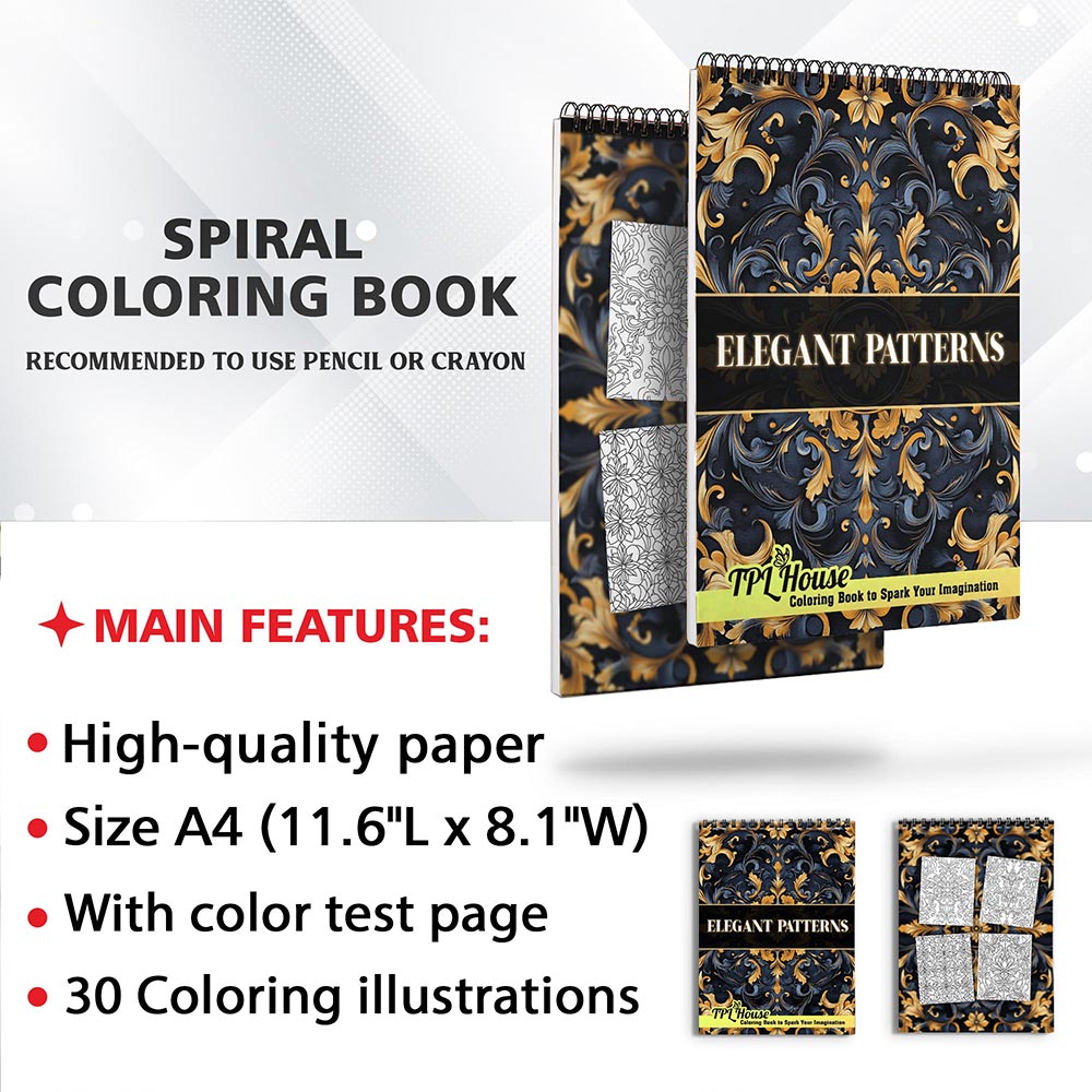 TPLHOUSE Elegant Patterns Coloring Sheets for Adults