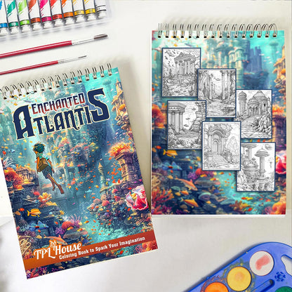 TPLHOUSE Enchanted Atlat Spiral Coloring Book for Adult